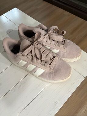 adidas Women's Suede Sneakers in Light Mauve with White Stripes
